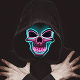 Halloween Scary Mask LED Light Up Mask for Halloween Festival Party with 3 Flash Modes Dual color(Blue Pink) - Glow-Paradise