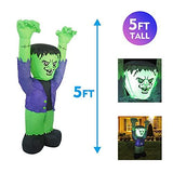 GOOSH 5 FT Halloween Inflatable Outdoor Ghost with Green Face, Blow Up Yard Decoration Clearance with LED Lights Built-in for Holiday/Party/Yard/Garden - Glow-Paradise
