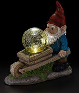 VP Home Wheelbarrow Gnome with Magic Orb Solar Powered LED Outdoor Decor Garden Light - Glow-Paradise