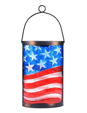 Hanging Solar Lantern Outdoor Decorative Waterproof LED Solar American Flag Lights Tabletop Lamp for Outdoor Patio Garden - Glow-Paradise