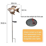 Solar Garden Decoration Outdoor Lights, Metal Fish Stakes LED Lights for Patio, Garden, Yard, Walkway (Bronze) - Glow-Paradise