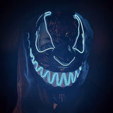 Xcovpds Halloween Scary LED Mask Costume Light Up Mask with 3 Lighting Modes EL Mask for Halloween Costume Cosplay Party - Halloween Glowing Mask for Men Women Kids(Blue) - Glow-Paradise