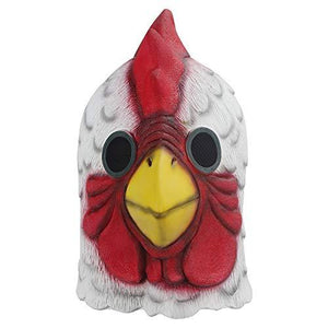 Molezu Rooster Mask,Halloween Novelty Costume Party Latex Animal head Mask Chicken Cock Cosplay Props,White (White) - Glow-Paradise