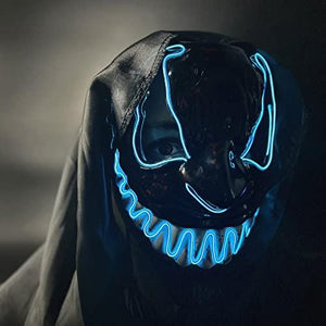 Xcovpds Halloween Scary LED Mask Costume Light Up Mask with 3 Lighting Modes EL Mask for Halloween Costume Cosplay Party - Halloween Glowing Mask for Men Women Kids(Blue) - Glow-Paradise