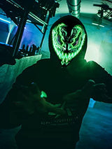 Venobat Halloween Mask LED Light Up Mask for Adults Kids - Cool Neon Glow Mask with Dark and Evil Glowing Eyes 3 Lighting Modes El Wire for Festival Cosplay Halloween Costume (Green) - Glow-Paradise
