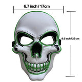 Skull Mask Scary Halloween Mask for Halloween Light Up Skull Mask Festival Party with 3 Flash Modes Green - Glow-Paradise