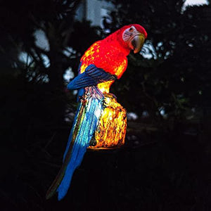 Garden Solar Light Outdoor Decor, Resin Parrot Solar LED Light for Outdoor, Animal Waterproof Light for Flower Fence Lawn Passage Walkway Courtyard Party Decoration, Red Parrot - Glow-Paradise
