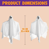JOYIN 2 pcs Light Up White Hanging Ghost with White LED Lights, 35.4” Hanging Flying Ghost for Halloween Outdoor Yard Tree Porch, Haunted House Decoration - Glow-Paradise