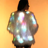 Light-Up-Jacket-Fur-Coat-For-Women - White Fuzzy Faux-Fur-Burning-Man-LED-Costumes Rave Clothes (Medium) - Glow-Paradise