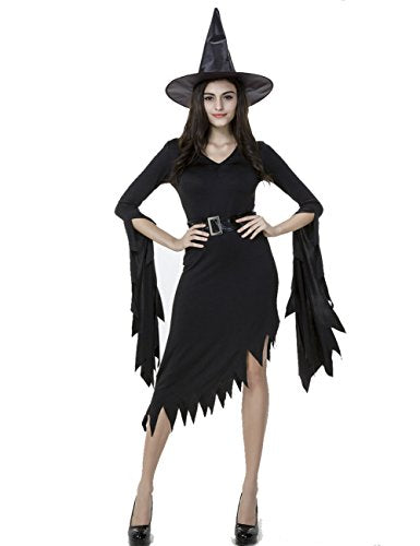 Colorful House Womens Sexy Witch Halloween Fancy Dress Costume Outfit, Black, XL - Glow-Paradise