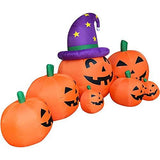 Outdoor Halloween Decorations Inflatables Yard Blow Up Decor Lawn Light Up Happy Pumpkin Family LED Light Up 9 feet x 4.5 feet by HappyThings! - Glow-Paradise