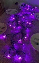 [Timer & 8 Modes] 6Ft 54 LED Halloween Willow Vine Twig 18 LED Spiders, 36 Purple Halloween Lights Waterproof Battery Operated Garland Halloween Scary Decorations Home Indoor Wall - Glow-Paradise