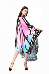 Butterfly Wings for Women, Butterfly Shawl Fairy Ladies Cape Nymph Pixie Costume Accessory (Pink Blue) - Glow-Paradise