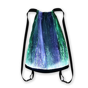 LED Light up Backpack Glowing Bag For Rave Music Festival Party Christmas Halloween, Unisex Flashing Drawtstring Bag,Multicolor,Mobile APP Control - Glow-Paradise