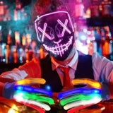 Halloween Scary Mask with LED Gloves Kit, LED Costume Mask EL Wire Light Up Mask for Halloween Costume Festival Cosplay(Pink) - Glow-Paradise