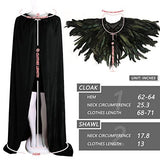 JEGERMIG Adult Dark Cloak Halloween Role Play Knight Cape Feather Cape Black - Glow-Paradise