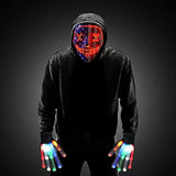 Halloween Scary Mask with LED Gloves Kit, LED Costume Mask EL Wire Light Up Mask for Halloween Costume Festival Cosplay - Glow-Paradise