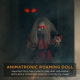 Best Choice Products Animatronic Roaming Creepy Doll Halloween Decoration, Haunted Holly Sound Activated Holiday Prop w/ Light-Up LED Eyes, Pre-Recorded Phrases - Glow-Paradise