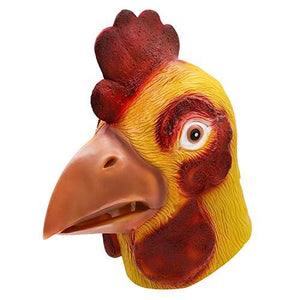 Molezu Rooster Mask,Halloween Novelty Costume Party Latex Animal head Mask Chicken Cock Cosplay Props,White (A) (B) - Glow-Paradise
