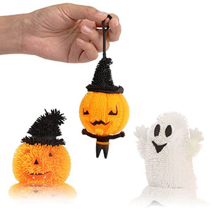 CCINEE Halloween LED Puffer Balls, Light up Stress Relief Ball Toy with Flashing Light Ghost Pumpkin Glowing Novelty Squeeze Stress Relief Toy for Kids Party Favors Bag Fillers Gift Exchange, 3Pack - Glow-Paradise