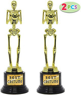 2 Halloween Best Costume Skeleton Trophy for Halloween Skull Party Favor Prizes, Gold Bones Game Awards, Costume Contest Event Trophy, School Classroom Rewards, Treats for Kids, Goodie Bag Fillers - Glow-Paradise