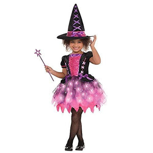 Girls Light-Up Sparkle Witch Costume Halloween Party - Glow-Paradise