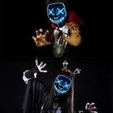 Halloween Scary Mask with LED Gloves Kit Cosplay, LED Costume Mask EL Wire Light Up Mask for Halloween Costume Festival Cosplay,Music Festival Parties (Blue) - Glow-Paradise