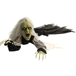 Haunted Hill Farm 63 in. Animatronic Witch, Indoor/Outdoor Halloween Decoration, Flashing Red Eyes, Crawling, Battery-Operated, HHGBZOMB-1LSA, Color 1 - Glow-Paradise