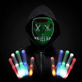 Halloween Scary Mask with LED Gloves Kit, LED Costume Mask EL Wire Light Up Mask for Halloween Costume Festival Cosplay - Glow-Paradise