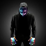 Halloween Scary Mask with LED Gloves Kit, LED Costume Mask EL Wire Light Up Mask for Halloween Costume Festival Cosplay(Pink&Blue) - Glow-Paradise