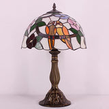 WERFACTORY Tiffany Table Lamp Stained Glass Bedside Lamp Double Tropical Birds Desk Reading Light 12X12X18 Inches Decor Nightstand Bedroom Living Room Home Office (LED Bulb Included) S803 Series - Glow-Paradise