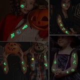 Temporary Tattoos for Kids - 200 Styles Waterproof Mixed Style Halloween Cartoon Fake Tattoo, Glow in The Dark Spider Bat Witch Pumpkin Ghost Tattoo, Boys Girls Party Supplies Favor (20Sheets) - Glow-Paradise