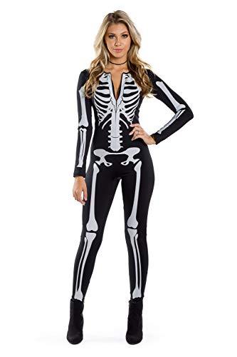 Tipsy Elves Women’s Skeleton Halloween Long Sleeve Bodysuit Costume Size X-Large - Glow-Paradise
