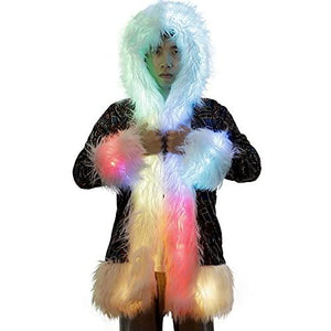 LED Light Faux Fur Coat – LED Clothing Cloak Rave Clothes for Women and Men (Brown, Large) - Glow-Paradise