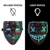 Halloween Scary Mask with LED Gloves Kit, LED Costume Mask EL Wire Light Up Mask for Halloween Costume Festival Cosplay (Blue & Green) - Glow-Paradise