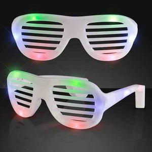 LED Light Up White Hip Hop Shutter Shades Sunglasses (Assorted LED, 1 Per Pack) - Glow-Paradise