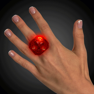 Light-Up Flashing Supersized Diamond Ring (Red Color, 1 Pair Per Pack) - Glow-Paradise
