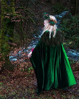 JEGERMIG Gothic Ladies Long Cape Cloak Solid Color Coat Cloak with Masquerade Costume Cloak Green - Glow-Paradise
