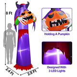 8 Ft Giant Halloween Inflatables Outdoor Decoration, Headless Ghost Holds Pumpkin Jack-O-Lantern Grim Reaper Blow Up Yard Decor LED Lights Halloween Decorations Outside Lawn Garden Home Holiday - Glow-Paradise