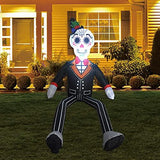 GOOSH 4 FT Halloween Inflatable Gentleman Sitting Ghost Curved Legs with LED Lights Built-in for Holiday Day of The Dead Party Yard Garden - Glow-Paradise