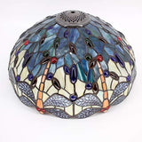WERFACTORY Tiffany Table Lamp Sea Blue Yellow Stained Glass Dragonfly Mather-Daughter Vase Table Lamp 16X16X24 Inches Desk Light Decor Bedroom Living Room Home Office (LED Bulb Included) S128 Series - Glow-Paradise
