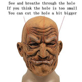 GOODKSSOP Unisex Clown Cosplay Old Men People Head Bald Funny Halloween Mask Full Face Latex Costume Props for Party Carnival Themed Show Play - Glow-Paradise