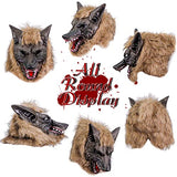 BerrysParadise Halloween Werewolf Mask for Men, Women, Teens, Adults Wolf Mask with Claws Gloves and Realistic Scar Stickers for Scary Party Cosplay Costume （Brown） - Glow-Paradise