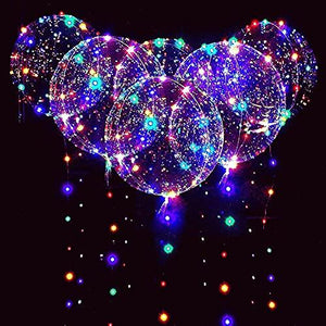 LED Light Up Bobo Baloons 10 Packs, 20 Inches Clear Helium Transparent Balloons 15 pcs, Glow in The Dark Ballons for Christmas Wedding Birthday Valentines Day Halloween Party Decoration - Glow-Paradise