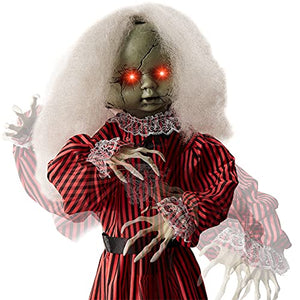 Best Choice Products Animatronic Roaming Creepy Doll Halloween Decoration, Haunted Holly Sound Activated Holiday Prop w/ Light-Up LED Eyes, Pre-Recorded Phrases - Glow-Paradise