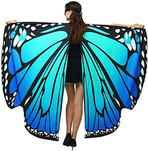 Halloween/Party Prop Soft Fabric Butterfly Wings Shawl Fairy Ladies Nymph Pixie Costume Accessory (168x135CM, Blue) - Glow-Paradise