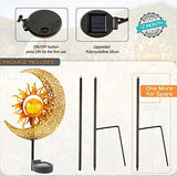 LICKLIP Garden Solar Lights Outdoor Decorative, Sun & Moon Crackle Glass Globe Metal Stake Light, Waterproof Warm White LED Light, Decorations for Pathway Lawn Patio Courtyard Backyard (1 Pack) - Glow-Paradise