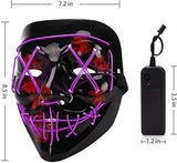 Depointer Halloween Scary Mask Cosplay Led Costume Mask EL Wire Light up Halloween Festival Party(Purple) - Glow-Paradise