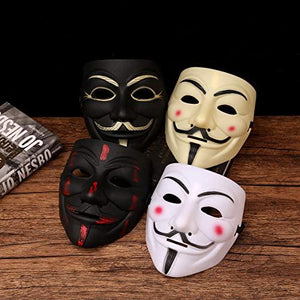 KTKDE Hacker Mask White V for Vendetta Halloween Face Mask Costume 4 Packs Anonymous Guy Fawkes Cosplay Party Carnival Masks - Glow-Paradise