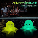 SEMANJLL 2 PCS Octopus Floating Pool Light Solar Powered, 20 inch 16 RGB Colors Changing LED Glow Ball Inflatable Octopus with Cute Expression - Glow-Paradise